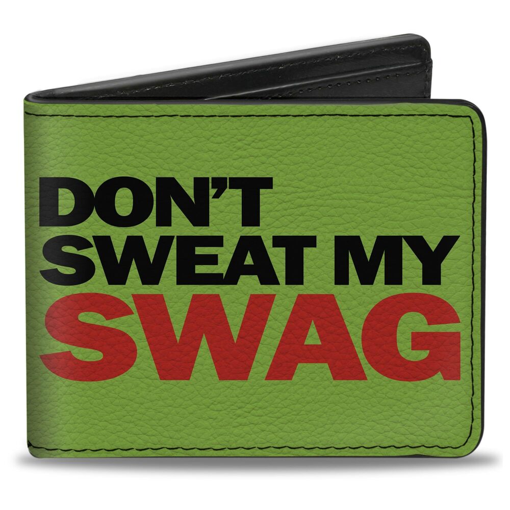 2342 Wallet, Bifold, Dont Sweat My Swag Neon Green Black Red, Vegan